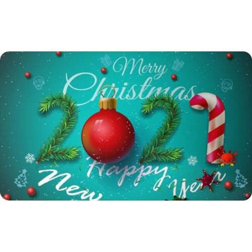 Christmas Door Floor Mat Cartoon Print Non-slip Bottom Super Soft Crystal Velvet Carpet for Home Kitchen Bathroom Decor