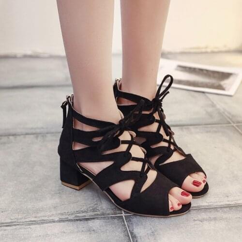 Large-size Fashion Womens Shoes 2021 Summer New Womens Sandals Fish Mouth Hollow Four-color Sandals with Roman Sandals