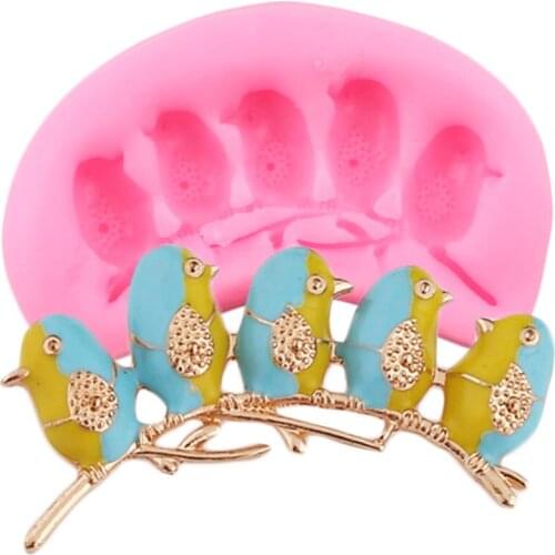 5 Cavity Birds Silicone Mold Resin Clay Jewelry Molds Candy Chocolate Fondant Molds Cupcake Topper DIY Cake Decorating Tools