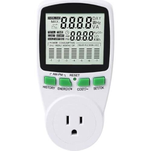 Smart LCD U.S. Electricity Usage Meter 0.000KWh-9999 KWh Power Meter Auto Cost Calculator Electrical Energy Monitor