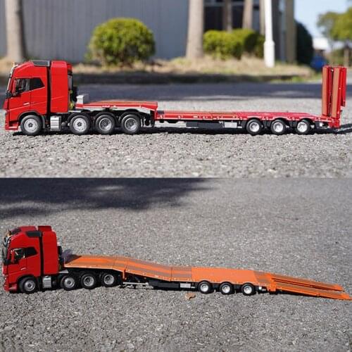 1:32 Scale 8*4 Heavy Duty Flatbed Transport Truck Tractor Accessory Alloy Vehicle Model Diecast & Toy Collectible Trailer Show