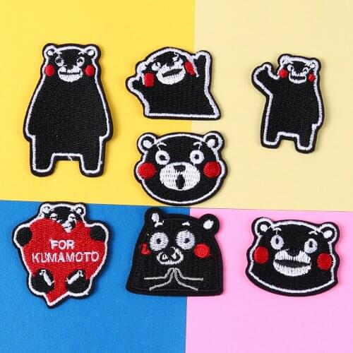 New Arrival Lovely Black Bear Kawaii Animals Iron On Patches For Dress Baby Sewing Applique Stickers Embroidery Clothes Decor