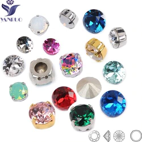 YANRUO 1357 Brilliant Cut K9 Crystal With High Silver And Gold Claw Sewn Strass Crystal Rhinestones Stones For Jewelry Making