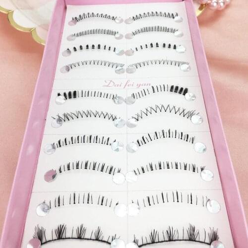 Yokpn 10 Pairs Different Styles False Eyelashes Realistic Soft Nude Makeup Lashes Cross-Simulation Natural Lower Fake Eyelashes