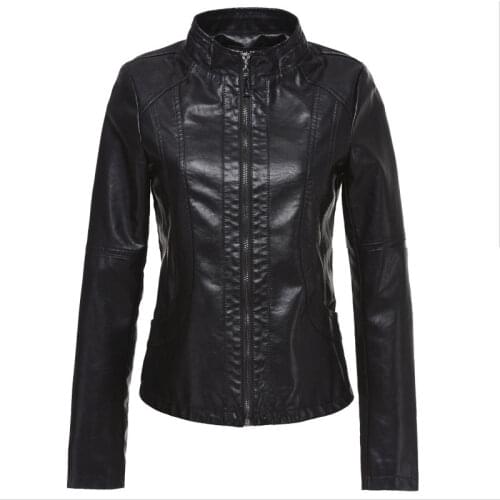 2020 New Womens Jacket European Fashion Leather Jacket Pimkie Cleaning Single PU Leather Motorcycle Temale Womens Leather
