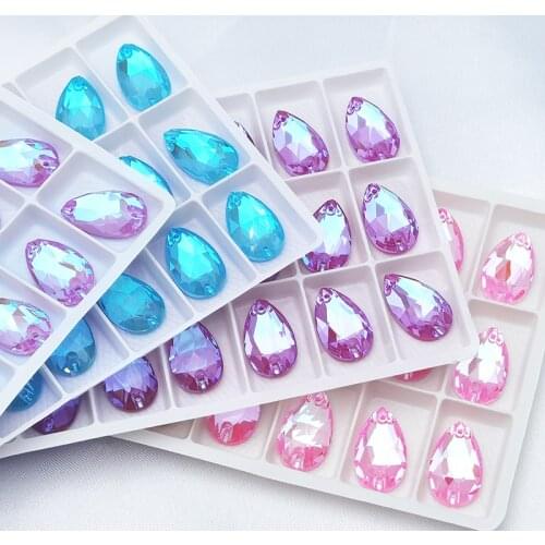 11x18mm Sew on flat back stone Drop Fabric Buttons Decorations Crafts Clothing sewing needlework Handicrafts Jewelry Accessories