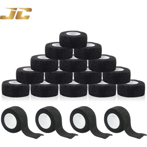 12/24/48pcs Tattoo Grip Cover Wrap Black Disposable Cohesive Tattoo Grip Tape Wrap Elastic Bandage Rolls Self-Adherent Tape