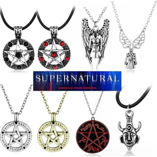 13 styles Supernatural Necklace Devils Trap Pentagram Pentacle Necklaces Vintage Retro Bronze Movie Prop Jewelry