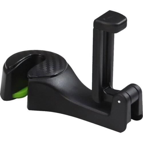 2 in 1 Auto Car Back Seat Phone Holder Stand Headrest Hanger Hooks Clips for Bag Purse Cloth Grocery Automobile Interior Accesso