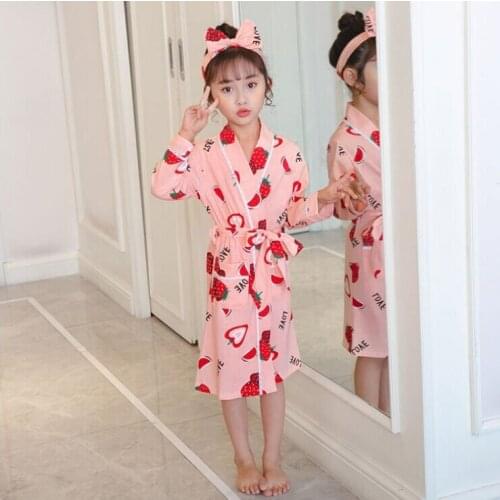 2020 Kids Bath Cotton Girls Robes Autumn Winter Childrens Bathrobe Kids Sleepwear Cotton Baby Bathrobes for Girls Pyjamas