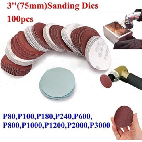 3inch/75mm Flocking Sandpaper 80-3000 Mesh Pneumatic Polishing Combination Set 100 Pieces
