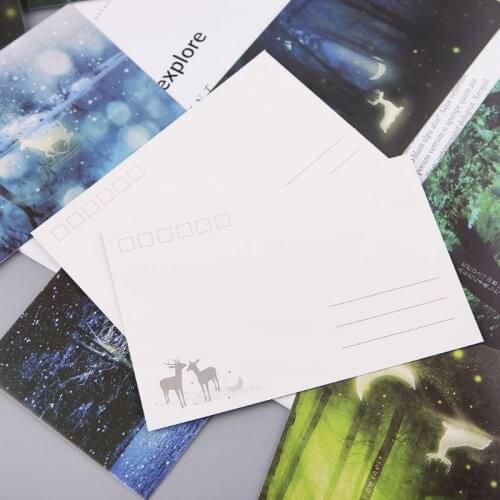 30pcs Vintage Luminous Postcard Glow In The Dark Forest Streamer Animal Greeting Post Card Novelty Xmas Greeting Cards Gift K92F