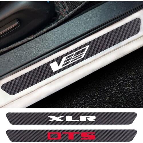 4PCS Car Door Sill Anti kick Stickers Carbon Fiber Auto Door Sticker For Cadillac ATS CTS DTS ELR SRX STS XLR XT5 XTS CT4 CT6