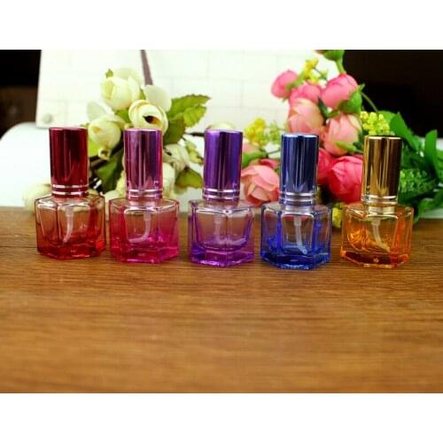 8ML Color Hexahedral Aluminum Spray Perfume Bottle Glass Empty Portable Vial 10PCS/LOT