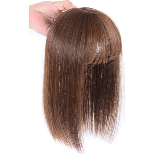 Allaosify Long Straight Hair Air Bangs Black Brown Hairpin Bangs High Temperature Fiber Hair Topper Clip In Extensions Synthetic