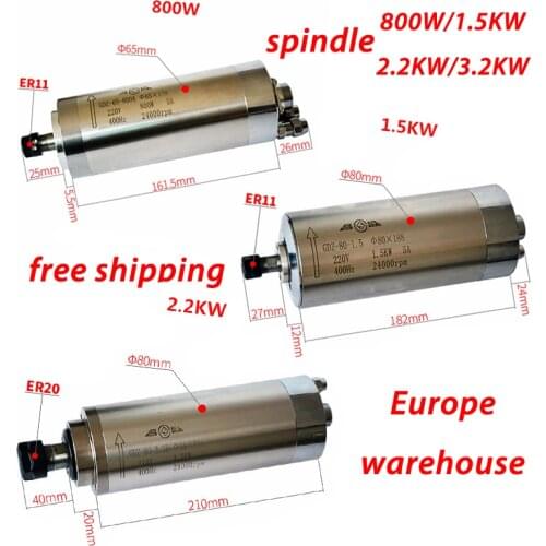 Free Shipping water cooled spindle motor 800W/1.5KW/ 2.2KW /3.2KW VFD 220V inverter for CNC Router Engraving milling machine