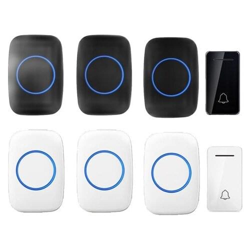 Wholesales 3 receivers wireless door bell emitter free of battery wireless doorbell ip44 200M work door chime door ring 110-240V