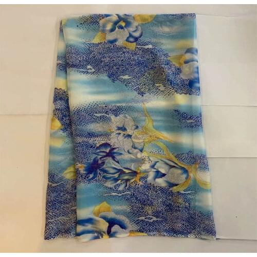 CWE/ 2021 New fashion printed design silk fabric african soft Silk Chiffon Printing lace fabric for dress 5Yards/pc (02174