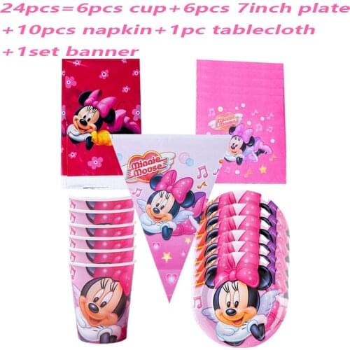 Disney Mickey Mouse Cartoon Theme Party Supplies Disposable Tableware Set Paper Cups Plates Kid Birthday Party Decor Baby Shower