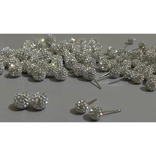 French Retro Full of Crystal Small Ball Earrings For Women Girls Vintage Rhinestones Stud Earring 2021 New brincos Jewelry