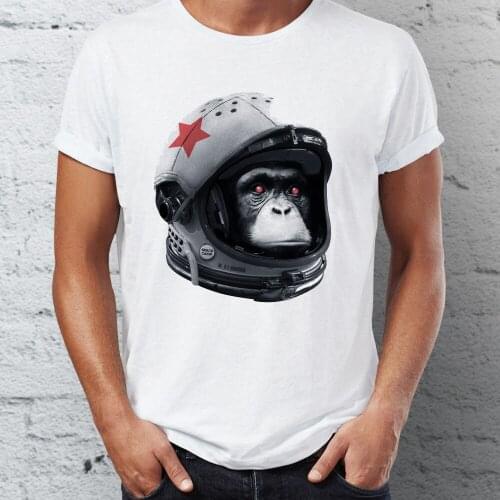 New Mens t-shirt Soviet Union Russian Astronaut Chimp Nature Awesome Tshirt Harajuku Streetwear Cool Tees Tops