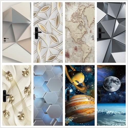 95x215cm Geometric Door Stickers Waterproof Self-adhesive Wallpaper Living Room Bedroom Home Decor Mural DIY Renovation Decals