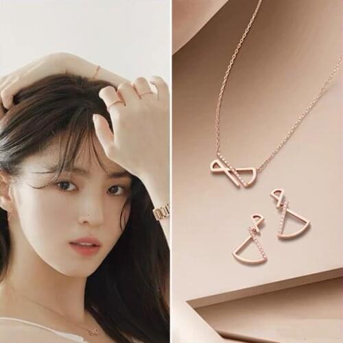 Han So Hee Nevertheless Songjiang necklace+earrings TV Drama Korean fashion chain jewelry Valentines Day Gift
