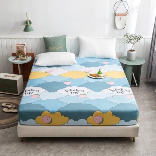 Upzo-Cartoon Series Cotton Fitted Sheet 1pcs Set of Sheet 135 Bottom Sheet With Elastic Band 160*200 King Size Bed Sheets Double