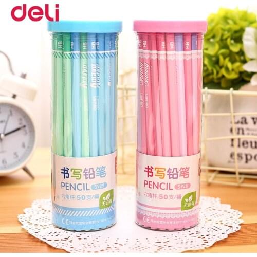 Deli Hb pencil for kindergarten beginners 1st to 3rd grades pencil stationery for primary school writing 50 pcs/lot