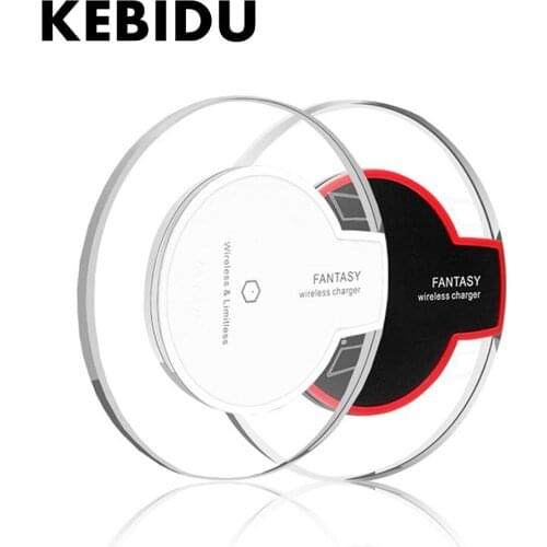 KEBIDU 5V 2A Crystal Charging Pad Qi Wireless Charger Receiver for Samsung iPhone 6 7 8 Universal Smartphone with QI System