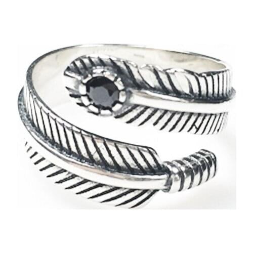 Miuoxion Retro Feather Zircon Ring Personality Fashion Punk Party Jewelry For Women Feature Namour Charm Gift All Seasons