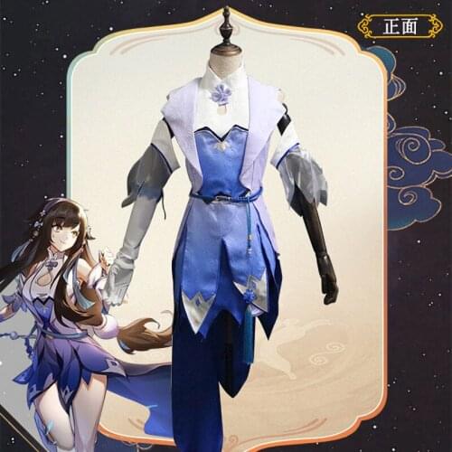 The Game King of Glory Cos Xishi Blue and White Gradient Skirt Suit Jixia Star Team Cosplay Costume A