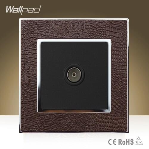 Module Wallpad Hotel TV Television Socket Goats Brown Leather Frame TV Jack Port Wall Socket Free Shipping