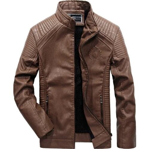 2019 Men Jacket Autumn Winter Fashion PU Faux Leather Jackets Men Good Quality Casual Slim Mens Warm Jacket Coat XXXL
