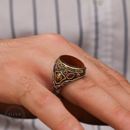 Agate Aqeeq 925 silver mens ring. Mens jewelry stamped with silver stamp 925 All sizes are available