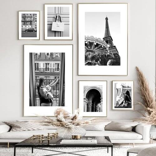Paris Tower Window Sexy Woman Car Street Wall Art Canvas Painting Nordic Posters And Prints Wall Pictures For Living Room Decor