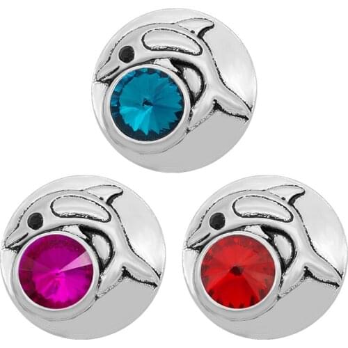 New KZ3110 Beauty Elegant Rhinestone stone dolphin 20MM snap buttons fit snap jewelry wholesale