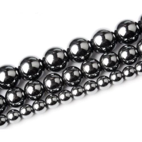 Wholesale Natural Stone Black Hematite Beads 4 6 8 10 MM 15" Per Strand Pick Size For DIY Glamour jewelry making