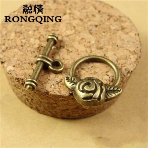 RONGQING 50Sets/lot 19*17MM flower Shaped Circle Hook Clasps Making Jewelry Findings for DIY Jewelry Making Bracelets