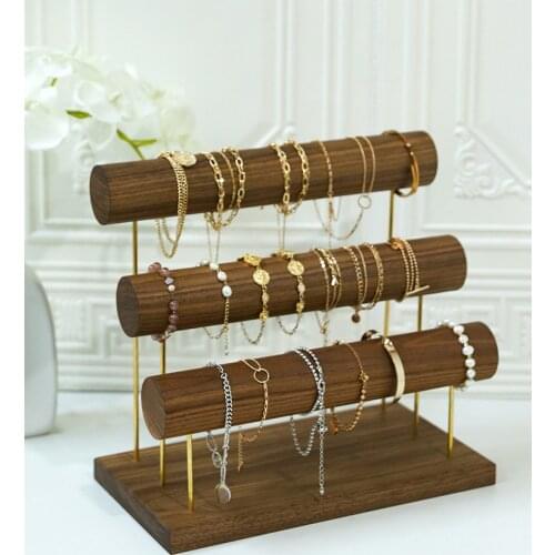 Black Walnut Bangle Bracelets Chain Display Holder Jewelry Display Bar Stand Up Jewelry Display Ladder Jewellery Display Rack