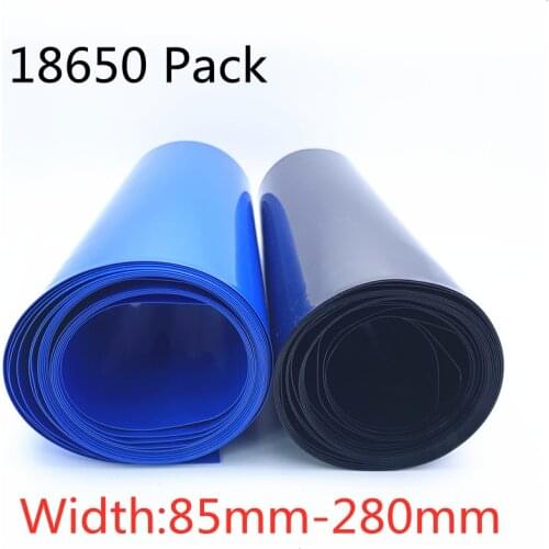 18650 Lipo Battery PVC Heat Shrink Tube Pack 85mm ~ 280mm Width Insulated Film Wrap lithium Case Cable Sleeve Blue Multicolor