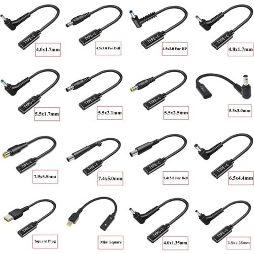 USB Type C Female to 90 Degree Right Angle DC Connector Adapter PD Charging Power Supply Charger Converter Cable for Laptop