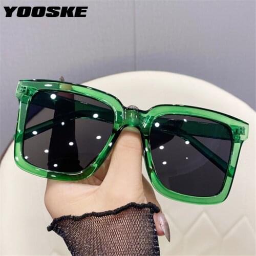 YOOSKE Brand Vintage Square Sunglasses Men Women Fashion Green Sun Glasses Classic Oversized Sunglass Outdoor Sunshades UV400