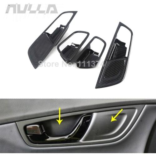 ABS Carbon Look Car Inner Door Bowl Protector Frame Cover Trim For Hyundai Kona Encino 2018 2019 Car decoration accessories