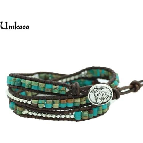 Triple Leather Wrap Bracelet for Women Snakeskin Stone Handmade Multilayer Beaded Leather Rope Jewelry Bisuteria Jewellery