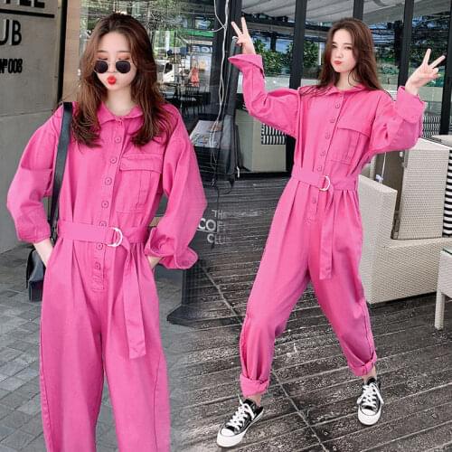 Women 2021 Summer Casual Solid Jumpsuit Female Fashion Overalls Long Sleeve Office Lady One Piece Romper Bodysuit with Belt S169