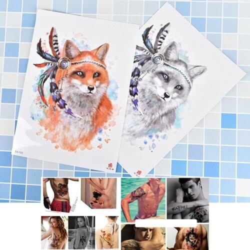 1 Sheet Tiger Fox Cute Cat Art Temporary Makeup Tattoo Sticker Drawing Body Tattoo