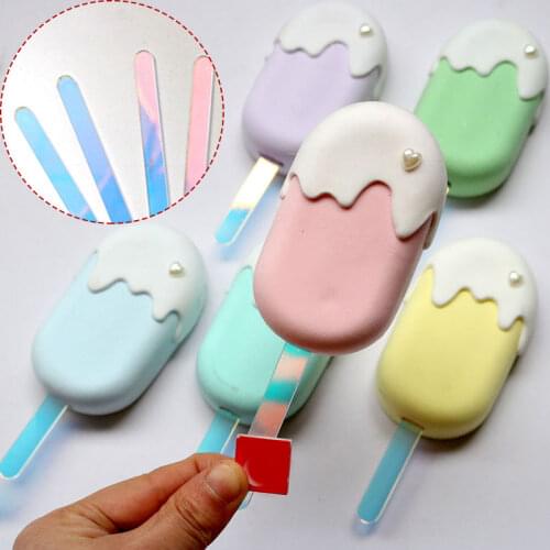 1Pc Acrylic Ice Cream Sticks Gradient Rainbow Color Popsicle Stick DIY Handmade Making Crafts Tool Wedding Cupcake Decor Topper