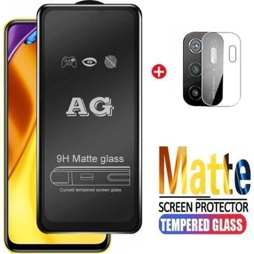 2 in 1 Camera Protector For Xiaomi Poco M3 Pro 5G Full Glue Matte Tempered Glass for Xiaomi Poco F3 X3 Pro NFC Glass Not Film