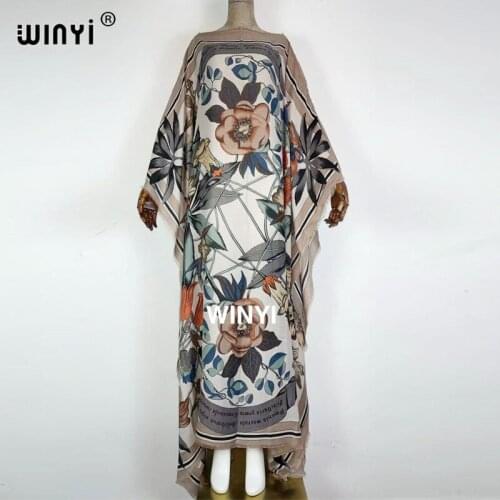 2021 Middle East Dubai Africa Clothing cotton holiday beach Casual Tiger Head Printed Dress Winter Maxi Bohemia Elegant Dress